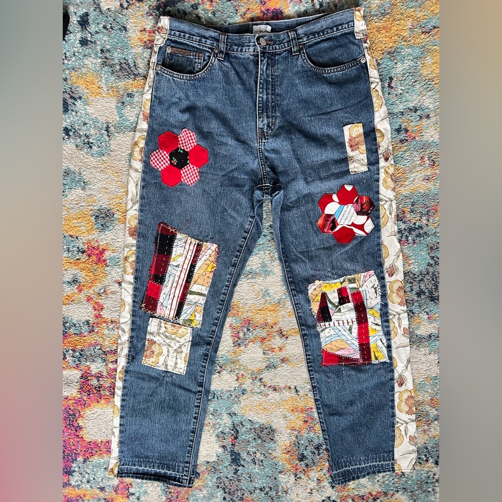 Floral Upcycled Patchwork Denim - image 2